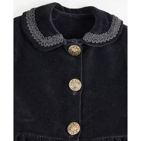 Vintage Black Velvet Coat & Hat with Feathers Fits 28" Porcelain Doll 1990's - Picture 4 of 10